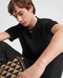 Hombre Prada CAMISETAS Y POLOS^Camiseta De Algodón Elástico