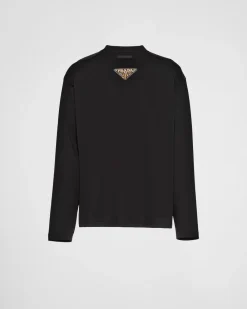 Hombre Prada CAMISETAS Y POLOS^Camiseta De Manga Larga De Punto Y Re-nylon