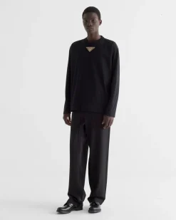 Hombre Prada CAMISETAS Y POLOS^Camiseta De Manga Larga De Punto Y Re-nylon