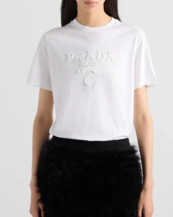 Mujer Prada CAMISETAS Y SUDADERAS^Camiseta De Punto Bordada