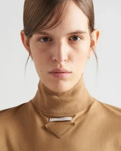 Mujer Prada CAMISETAS Y SUDADERAS^Camiseta De Punto De Cuello Alto