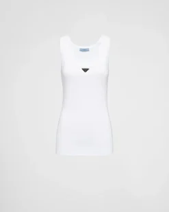 Mujer Prada CAMISETAS Y SUDADERAS|CAMISAS Y TOPS^Camiseta De Tirantes De Punto Acanalado
