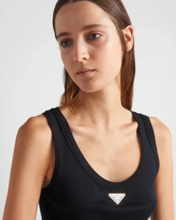 Mujer Prada CAMISETAS Y SUDADERAS|CAMISAS Y TOPS^Camiseta De Tirantes De Punto Acanalado
