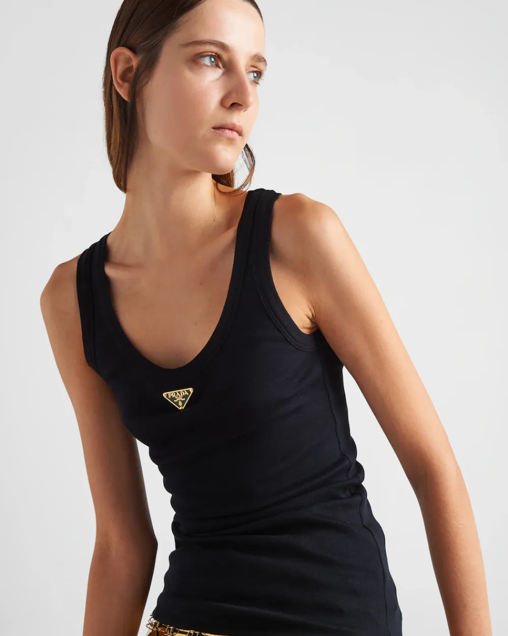 Mujer Prada CAMISETAS Y SUDADERAS|CAMISAS Y TOPS^Camiseta De Tirantes De Punto Acanalado