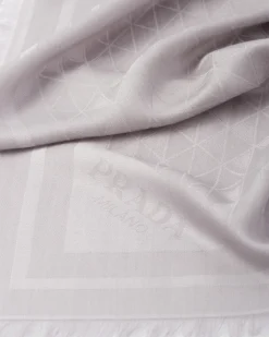 Mujer Prada BUFANDAS Y PAÑUELOS^Chal De Jacquard De Seda Y Lana Con Motivo Symbole