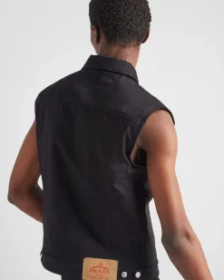 Hombre Prada TEJIDO VAQUERO^Chaleco De Bull Denim
