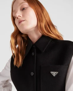 Mujer Prada CHAQUETAS Y ABRIGOS^Chaleco De Cashgora Con Cruzado Simple