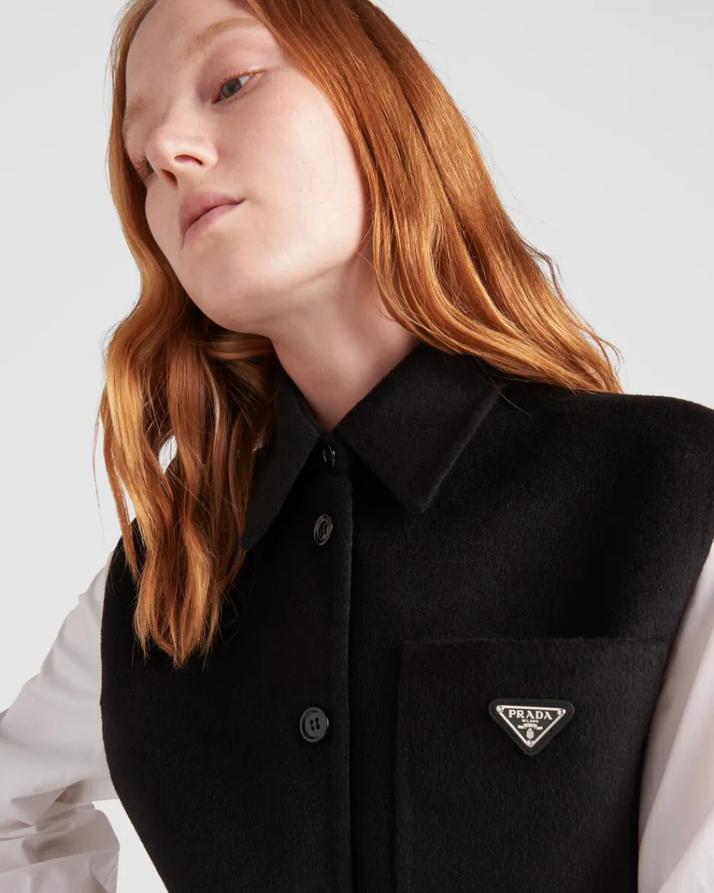 Mujer Prada CHAQUETAS Y ABRIGOS^Chaleco De Cashgora Con Cruzado Simple