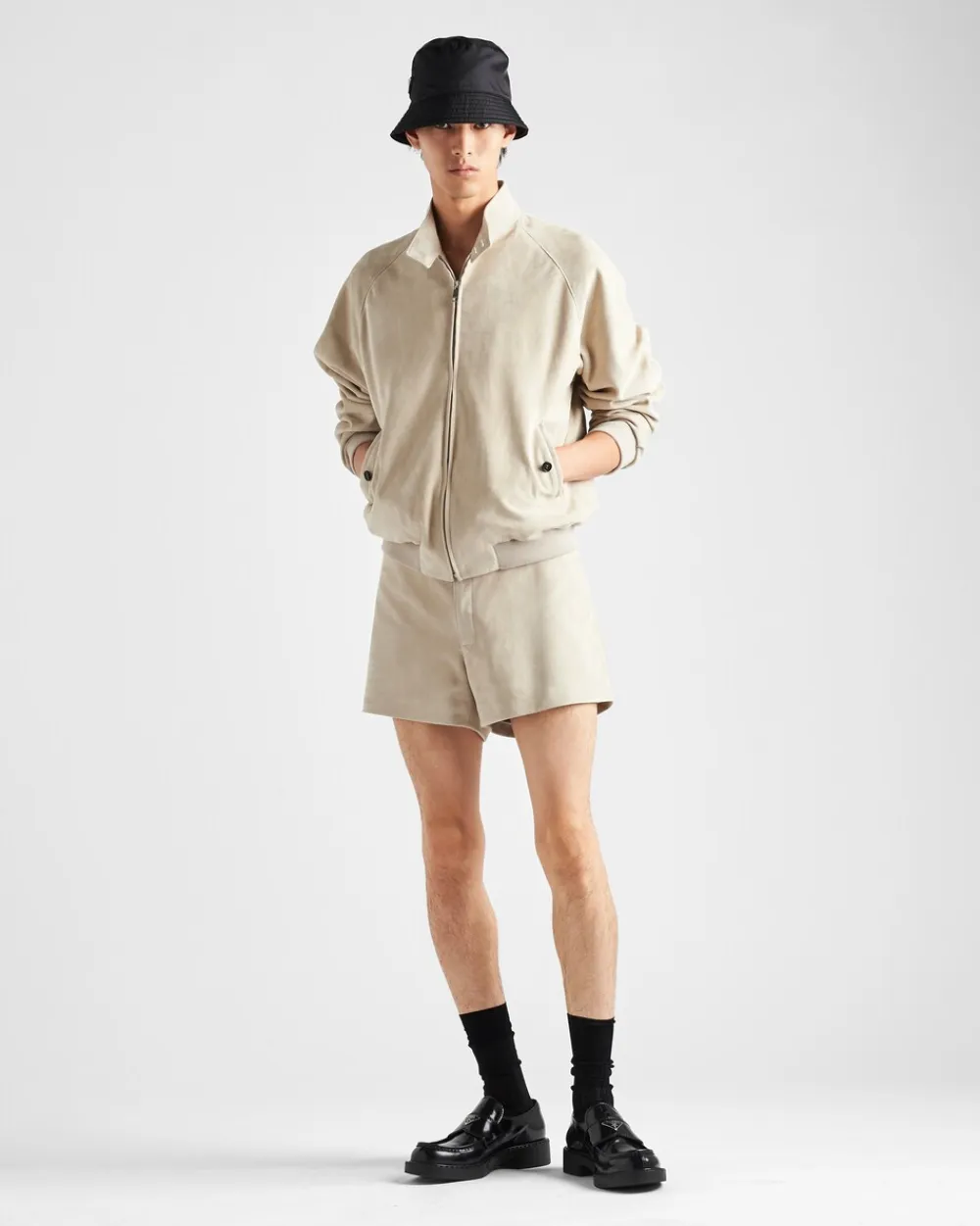 Hombre Prada ROPA DE PIEL^Chaqueta Bomber De Ante