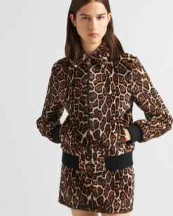 Mujer Prada ROPA DE PIEL^Chaqueta Bomber De Piel Vuelta Estampada