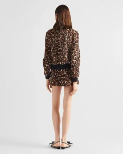 Mujer Prada ROPA DE PIEL^Chaqueta Bomber De Piel Vuelta Estampada
