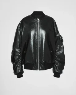 Mujer Prada ROPA DE PIEL^Chaqueta Bomber Holgada De Napa