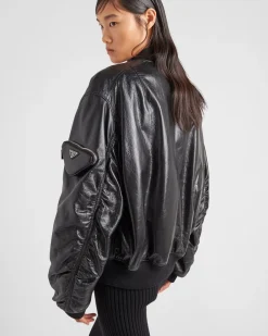 Mujer Prada ROPA DE PIEL^Chaqueta Bomber Holgada De Napa