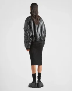 Mujer Prada ROPA DE PIEL^Chaqueta Bomber Holgada De Napa