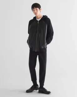 Hombre Prada ROPA DEPORTIVA Y SUDADERAS^Chaqueta Con Capucha De Felpa Técnica Y Piel