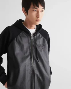 Hombre Prada ROPA DEPORTIVA Y SUDADERAS^Chaqueta Con Capucha De Felpa Técnica Y Piel
