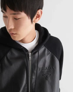 Hombre Prada ROPA DEPORTIVA Y SUDADERAS^Chaqueta Con Capucha De Felpa Técnica Y Piel