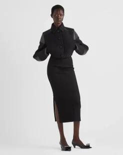 Mujer Prada CHAQUETAS Y ABRIGOS^Chaqueta Corta De Tela Y Piel
