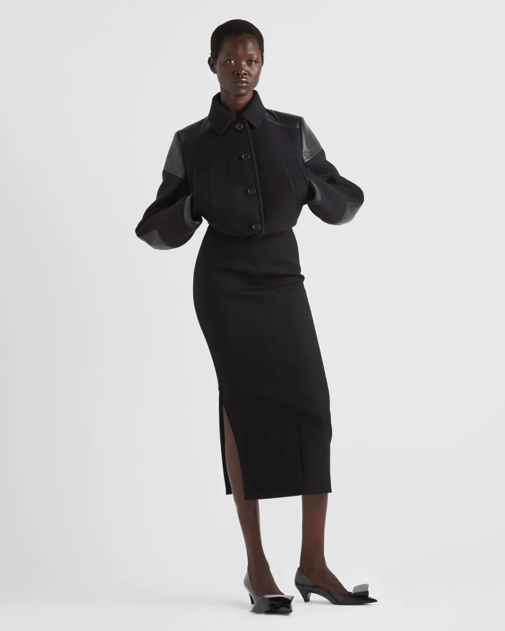 Mujer Prada CHAQUETAS Y ABRIGOS^Chaqueta Corta De Tela Y Piel