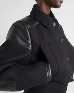 Mujer Prada CHAQUETAS Y ABRIGOS^Chaqueta Corta De Tela Y Piel
