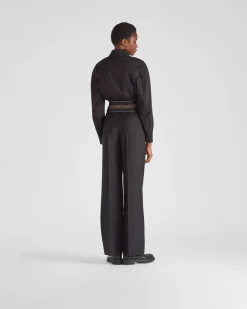 Mujer Prada CHAQUETAS Y ABRIGOS^Chaqueta Corta En Popelín Elástico