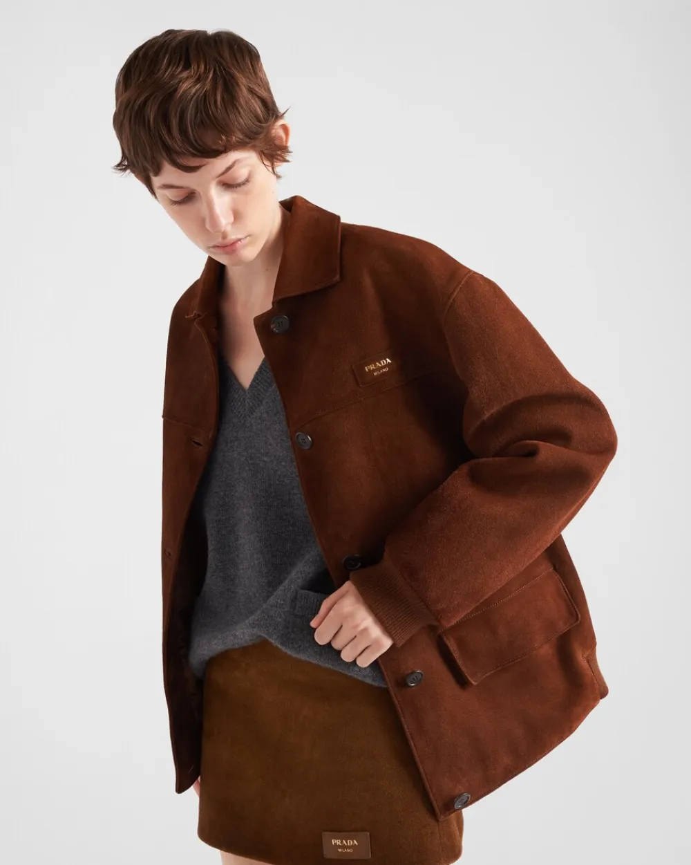 Mujer Prada ROPA DE PIEL^Chaqueta De Ante