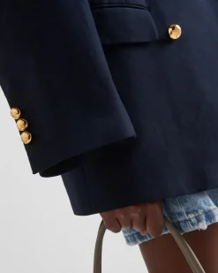 Mujer Prada CHAQUETAS Y ABRIGOS^Chaqueta De Botonadura Doble De Satén De Algodón