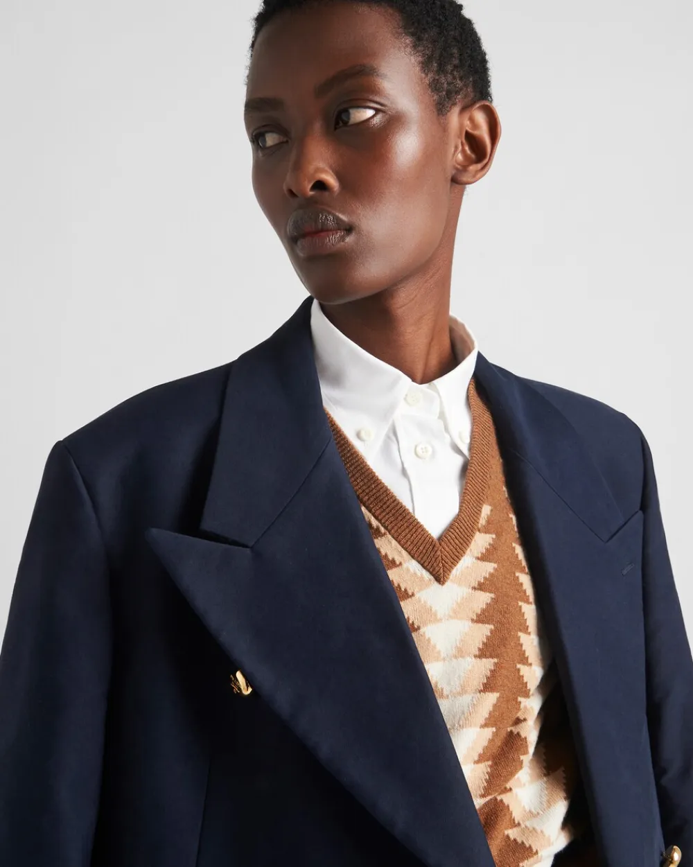 Mujer Prada CHAQUETAS Y ABRIGOS^Chaqueta De Botonadura Doble De Satén De Algodón