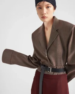 Mujer Prada CHAQUETAS Y ABRIGOS^Chaqueta De Botonadura Simple De Lana Con Raya Diplomática