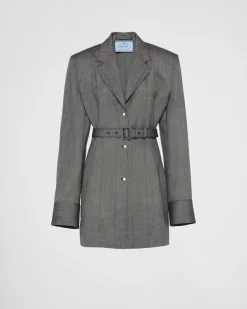 Mujer Prada CHAQUETAS Y ABRIGOS^Chaqueta De Botonadura Simple De Lana Con Raya Diplomática