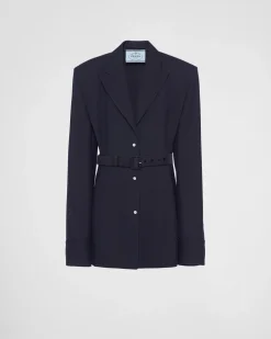 Mujer Prada CHAQUETAS Y ABRIGOS^Chaqueta De Botonadura Simple De Lana Con Raya Diplomática