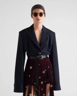 Mujer Prada CHAQUETAS Y ABRIGOS^Chaqueta De Botonadura Simple De Lana Con Raya Diplomática
