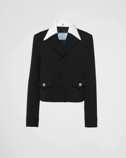 Mujer Prada CHAQUETAS Y ABRIGOS^Chaqueta De Botonadura Simple De Lana Y Satén