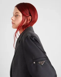 Mujer Prada CHAQUETAS Y ABRIGOS^Chaqueta De Botonadura Simple De Re-nylon Y Lana