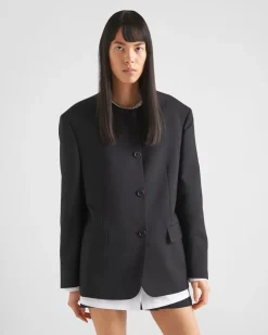Mujer Prada CHAQUETAS Y ABRIGOS^Chaqueta De Botonadura Simple En Kid Mohair