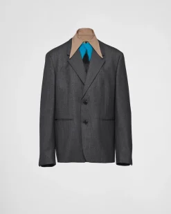 Hombre Prada CHAQUETAS Y ABRIGOS^Chaqueta De Botonadura Simple En Lana