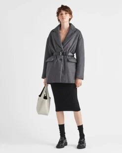 Mujer Prada CHAQUETAS Y ABRIGOS^Chaqueta De Cachemir Acolchada Con Cinturón