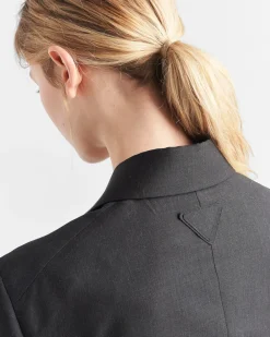 Mujer Prada CHAQUETAS Y ABRIGOS^Chaqueta De Cruzado Doble De Kid Mohair