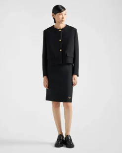 Mujer Prada CHAQUETAS Y ABRIGOS^Chaqueta De Cruzado Simple De Tricotina