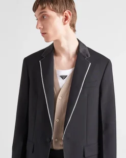 Hombre Prada CHAQUETAS Y ABRIGOS^Chaqueta De Cruzado Simple En Lana De Mohair
