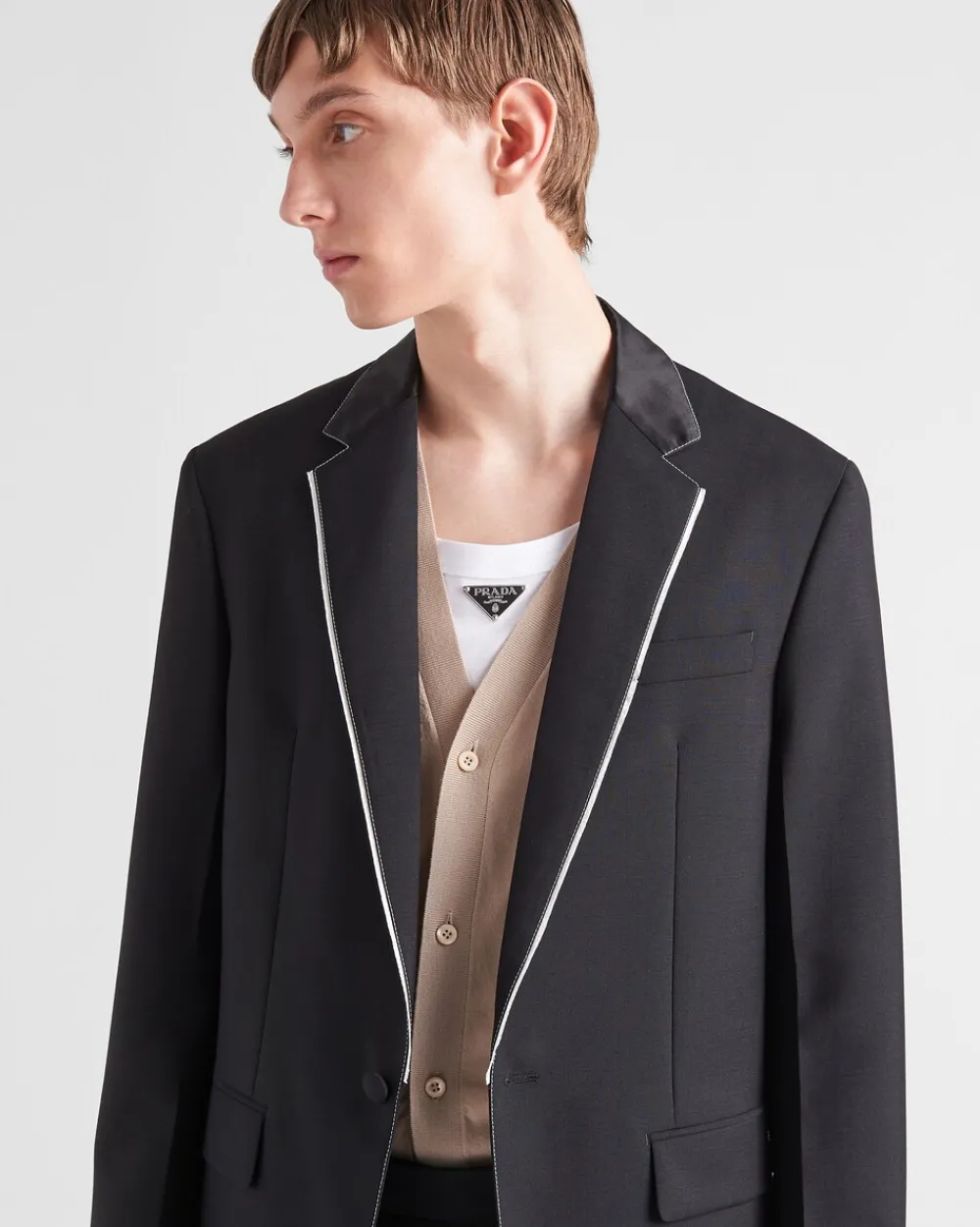 Hombre Prada CHAQUETAS Y ABRIGOS^Chaqueta De Cruzado Simple En Lana De Mohair