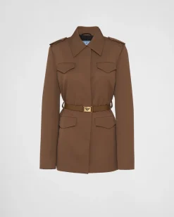 Mujer Prada CHAQUETAS Y ABRIGOS^Chaqueta De Gabardina De Botonadura Simple