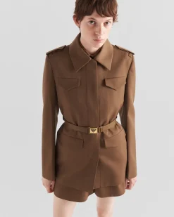 Mujer Prada CHAQUETAS Y ABRIGOS^Chaqueta De Gabardina De Botonadura Simple