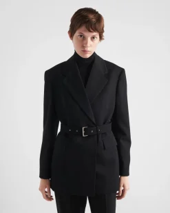 Mujer Prada CHAQUETAS Y ABRIGOS^Chaqueta De Gabardina De Botonadura Simple