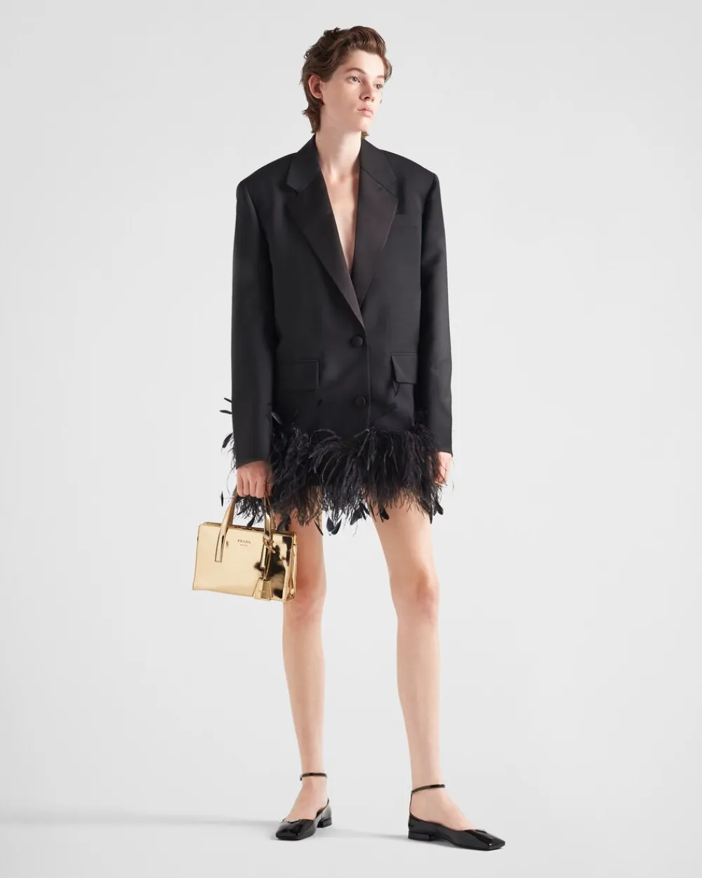 Mujer Prada CHAQUETAS Y ABRIGOS^Chaqueta De Kid Mohair Con Plumas