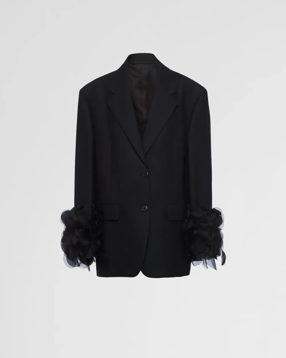 Mujer Prada CHAQUETAS Y ABRIGOS^Chaqueta De Lana De Botonadura Simple Con Detalle De Plumas