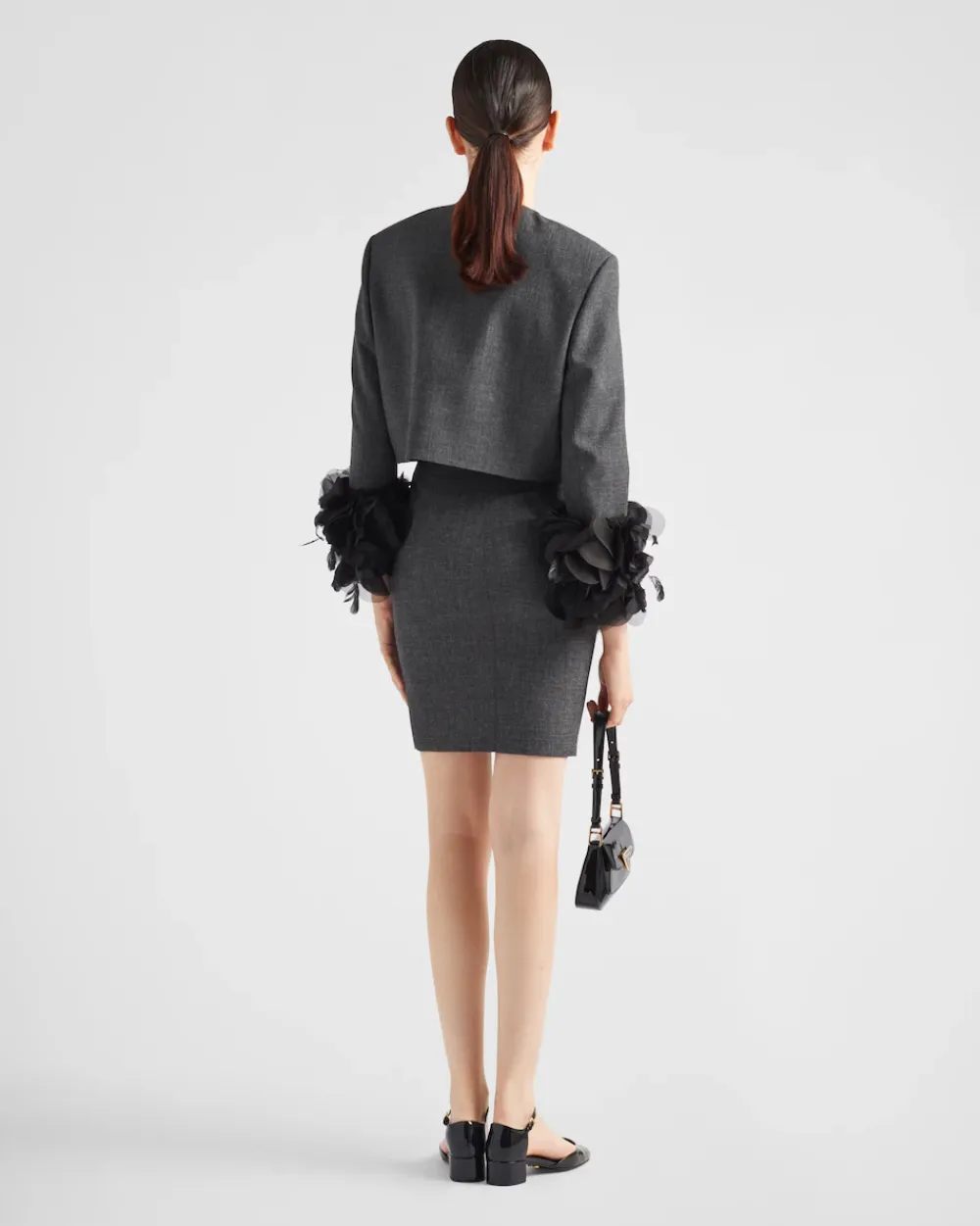 Mujer Prada CHAQUETAS Y ABRIGOS^Chaqueta De Lana De Botonadura Simple Con Ribete De Plumas