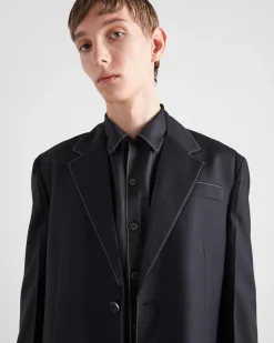 Hombre Prada CHAQUETAS Y ABRIGOS^Chaqueta De Lana De Cruzado Simple