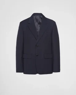 Hombre Prada CHAQUETAS Y ABRIGOS^Chaqueta De Lana Y Mohair De Cruzado Simple