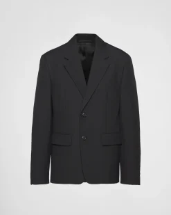 Hombre Prada CHAQUETAS Y ABRIGOS^Chaqueta De Mezcla De Lana De Cruzado Simple